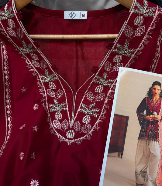 ETHNC KURTA SET 3PC E-103 BRICK RED