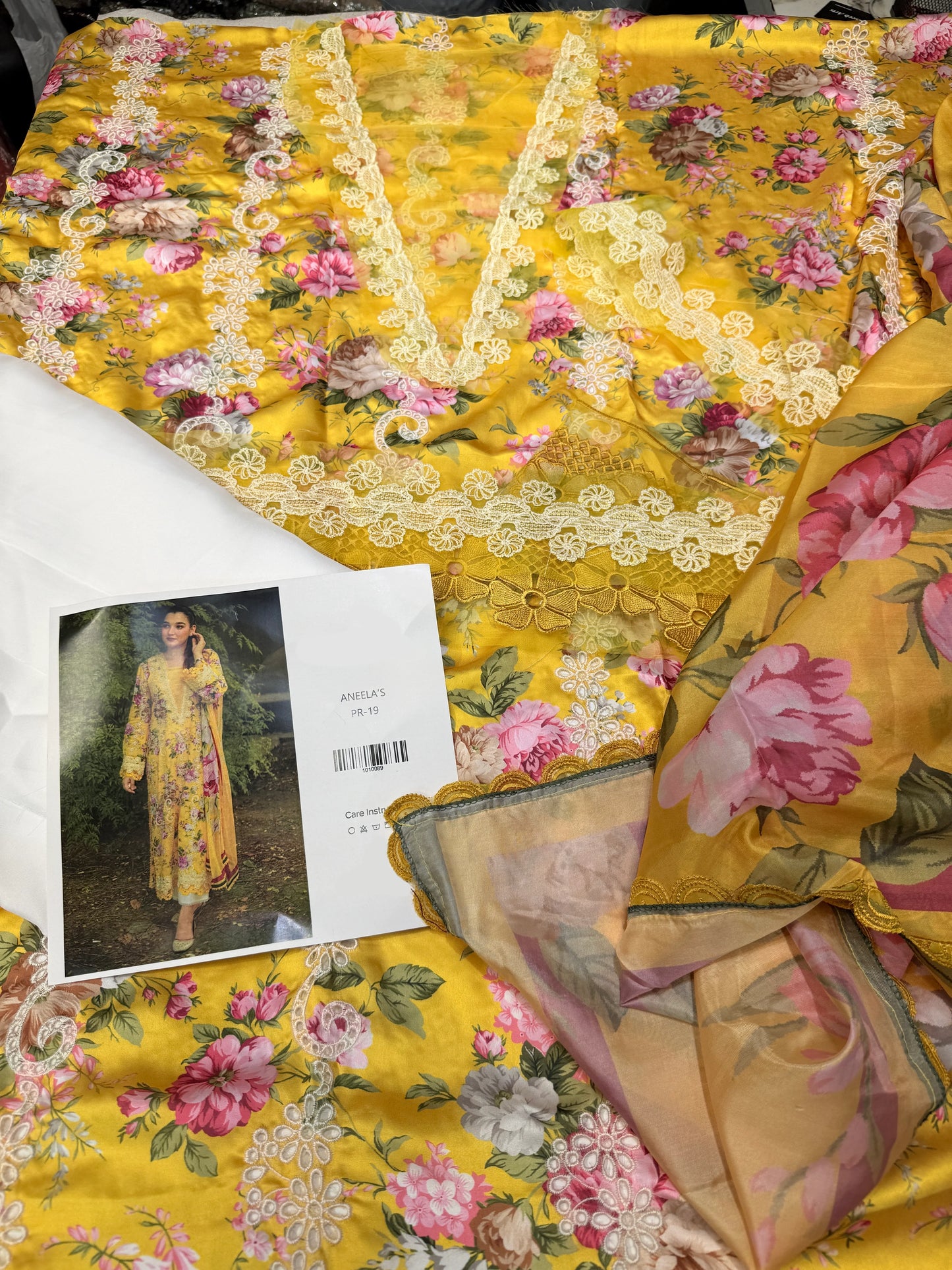 ANEELAS SILK PRINT YELLOW