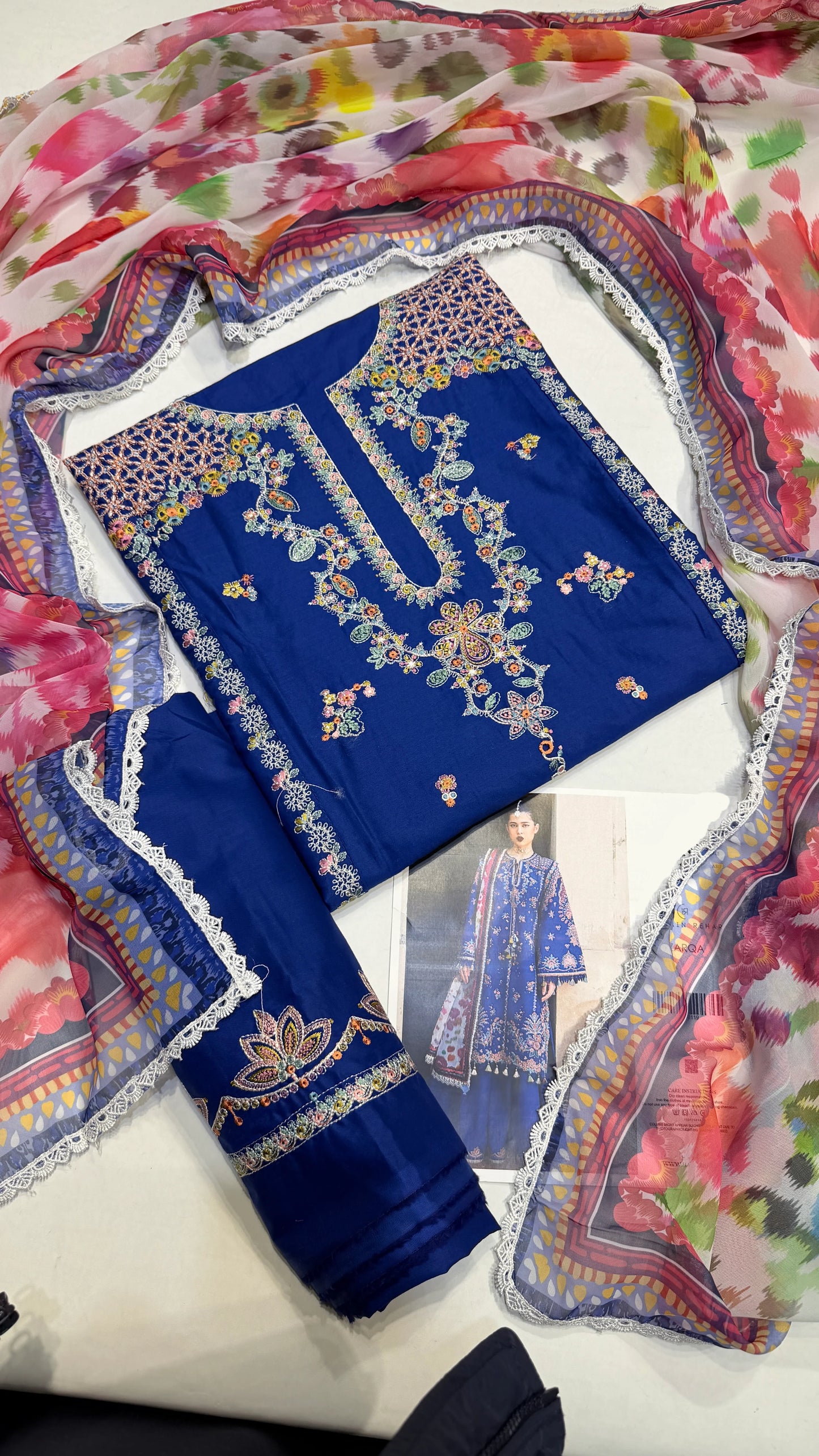 HUSSAIN REHAR ZARQA LAWN 3 Pc Embroidered