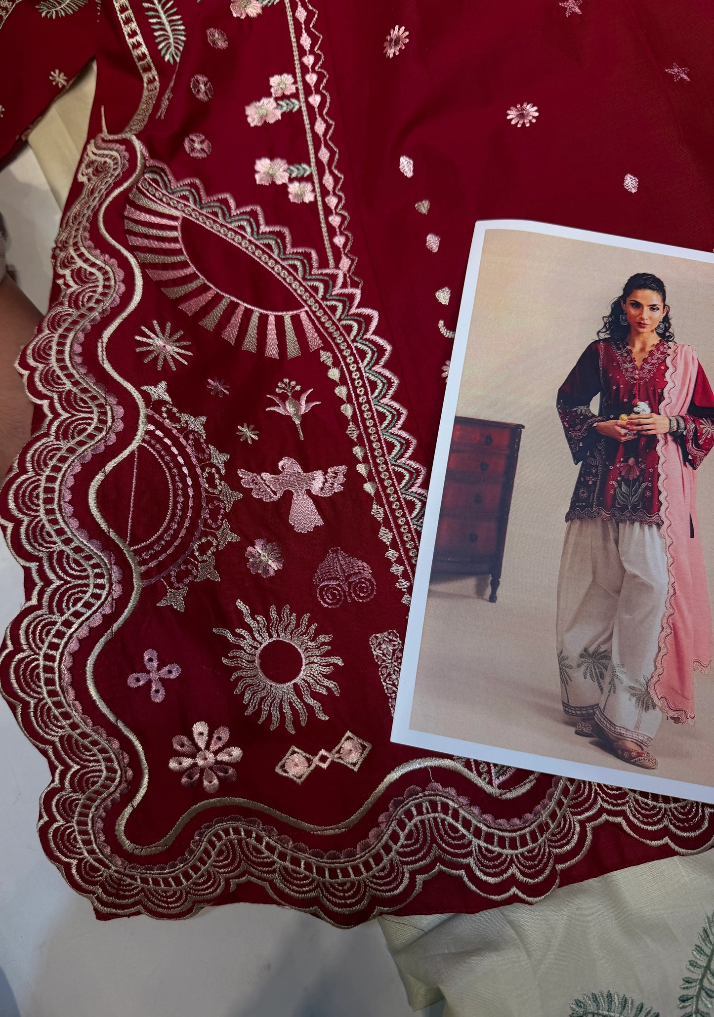 ETHNC KURTA SET 3PC E-103 BRICK RED