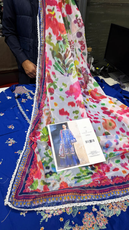 HUSSAIN REHAR ZARQA LAWN 3 Pc Embroidered
