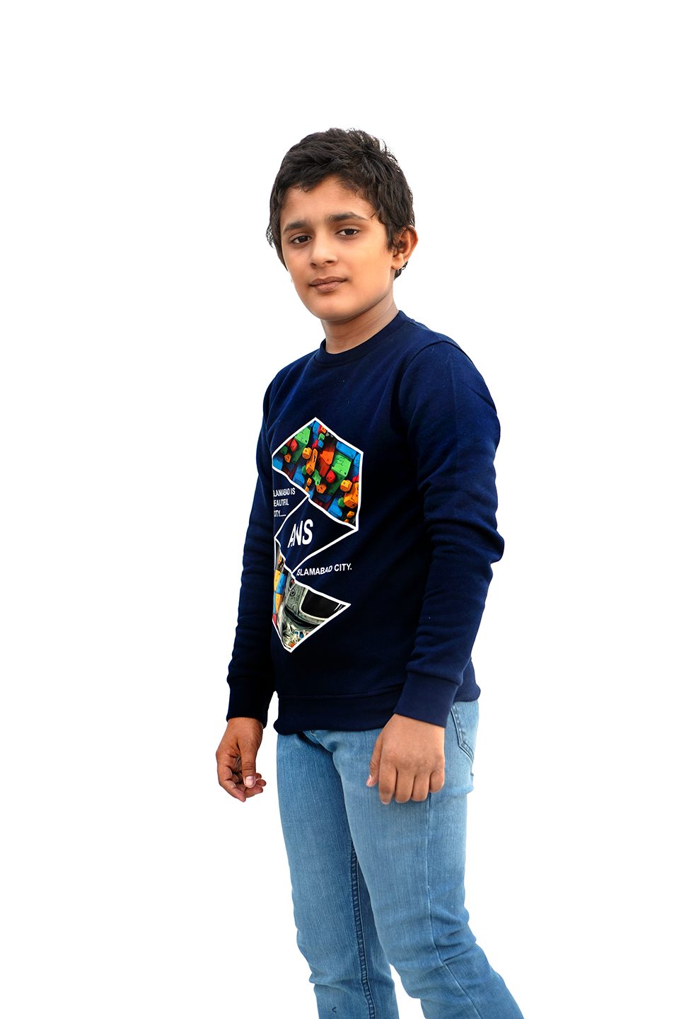 Slogan Print Polo Sweatshirt