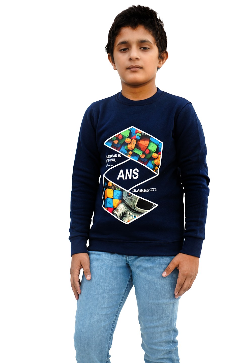 Slogan Print Polo Sweatshirt