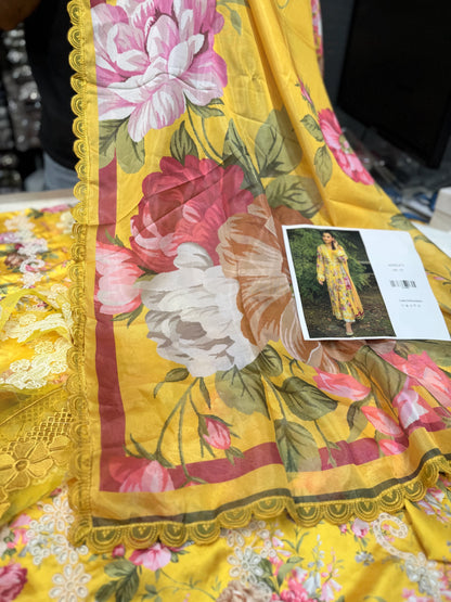 ANEELAS SILK PRINT YELLOW