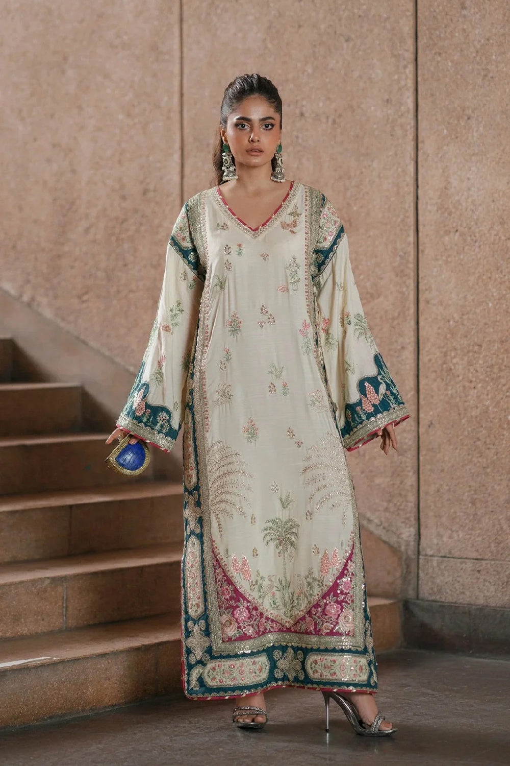 ETHNC SILK E-1046 KAFTAN 2PC