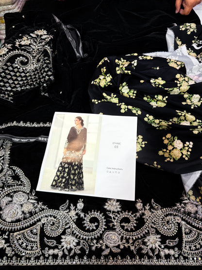 ETHNC VELVET BLACK 2PC