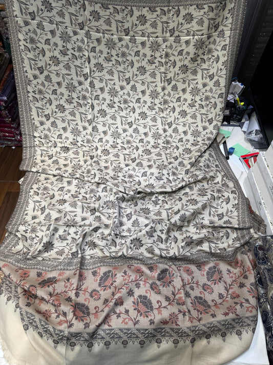 PEACH WOOL INPRINT SHAWL 07