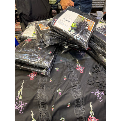 ANEELAS BLACK LAWN 3-PC (DOUBLE NECK)