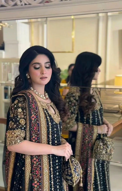 HARIS SHAKEEL SHISHA SILK 2PC GOLD (Delivery Time 7 Days)