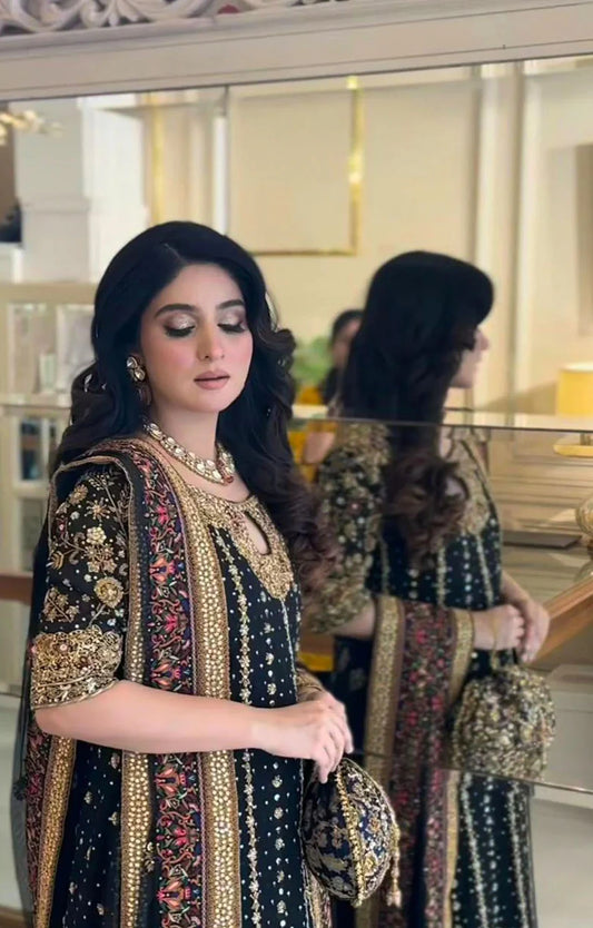 HARIS SHAKEEL SHISHA SILK 2PC GOLD (Delivery Time 7 Days)