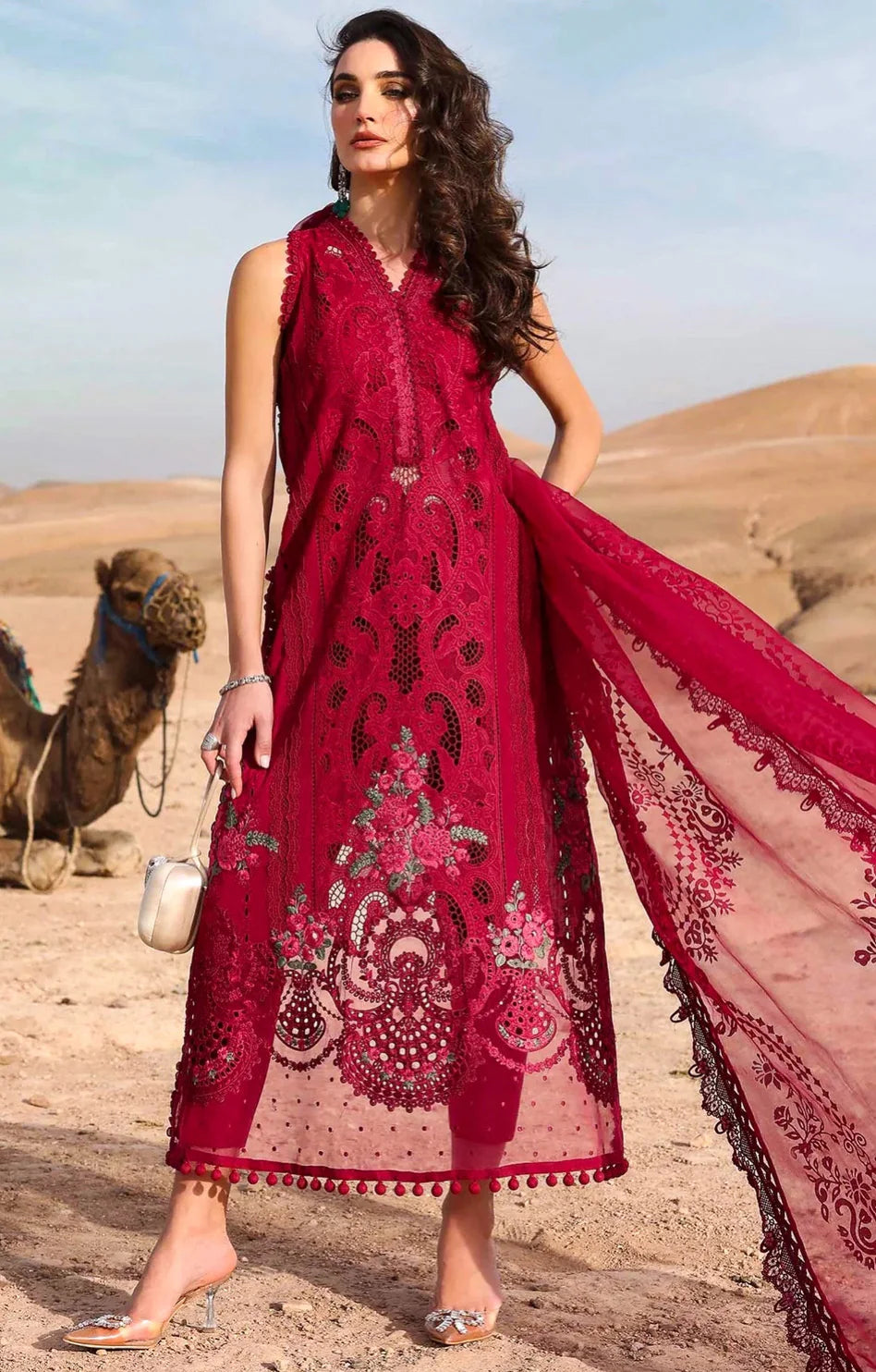 MARIA B MB D-2504 MAROON BANADORA LAWN