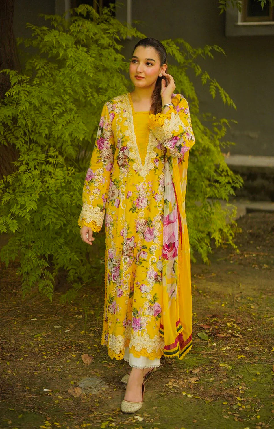 ANEELAS SILK PRINT YELLOW
