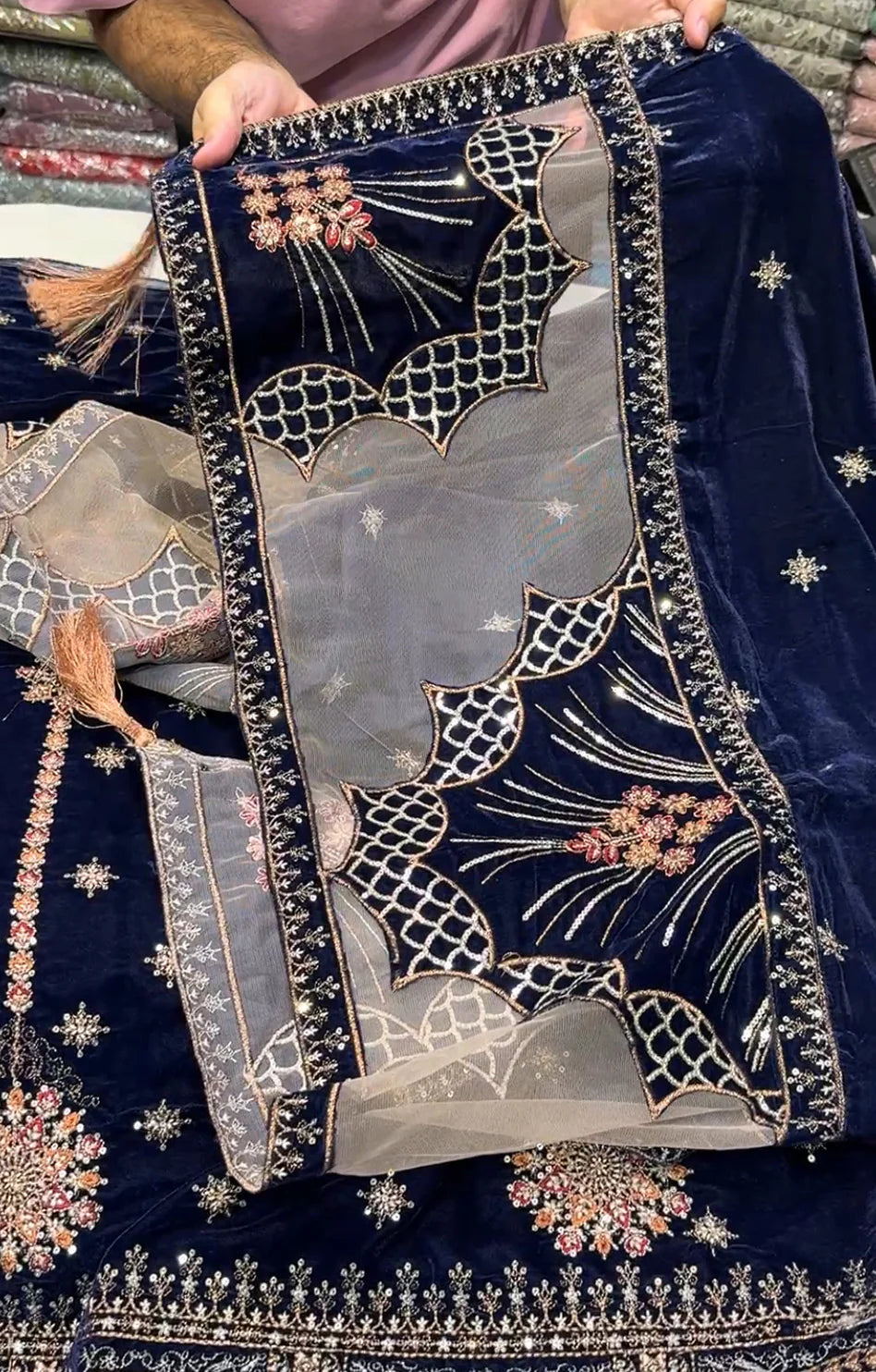 MARIA.B VELVET 01 NAVY