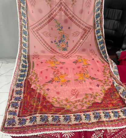 HUSSAIN REHAR LAWN CHASHME BAHAR MAROON