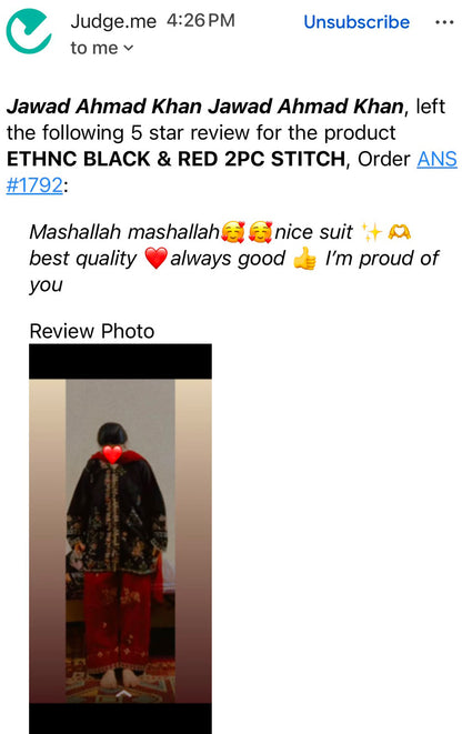 ETHNC BLACK & RED 2PC STITCH