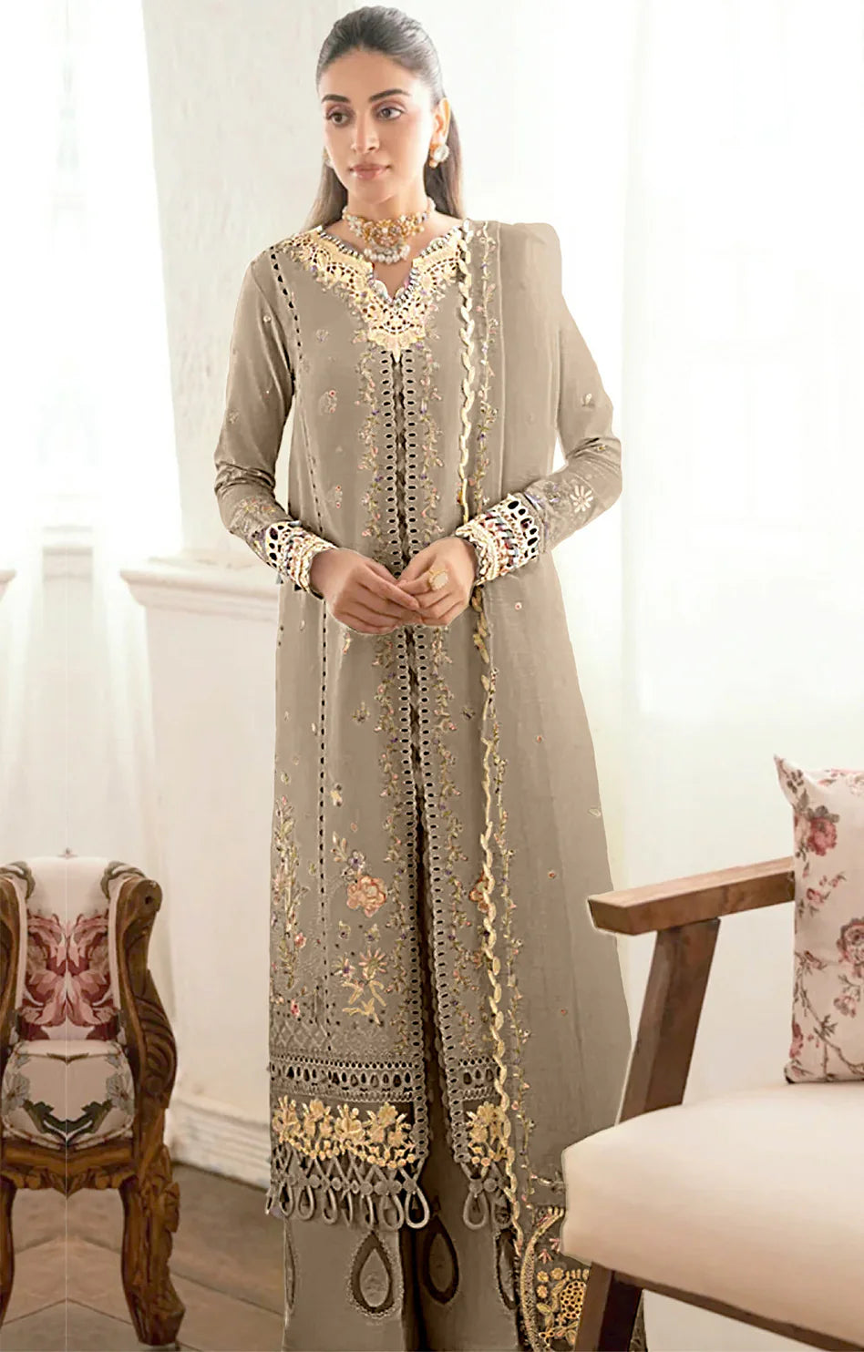 QALAMKAR LAWN SB-08  3 Piece Embroidered